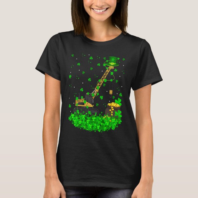 Irish Shamrock Leprechaun Crane St Patrick's Day T-Shirt (Vorderseite)