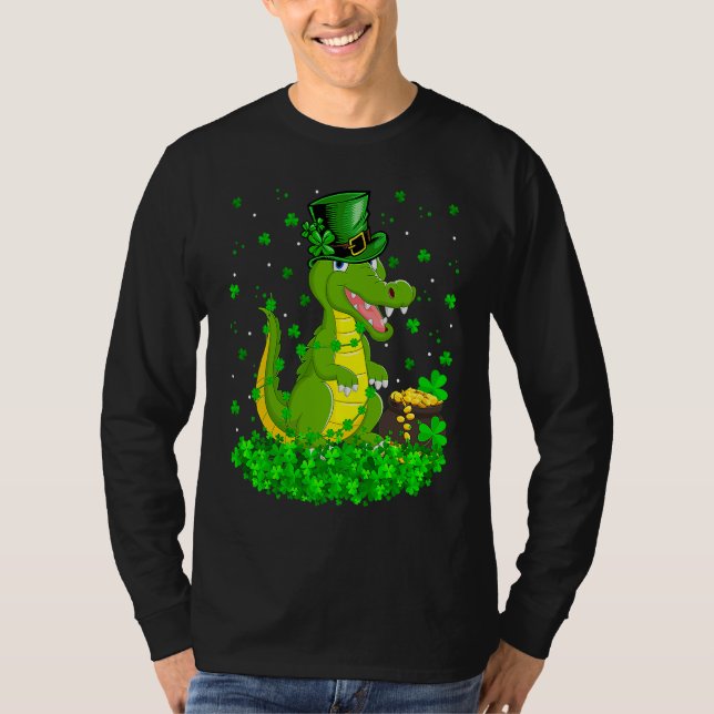 Irish Shamrock Leprechaun Crocodile St Patrick's D T-Shirt (Vorderseite)