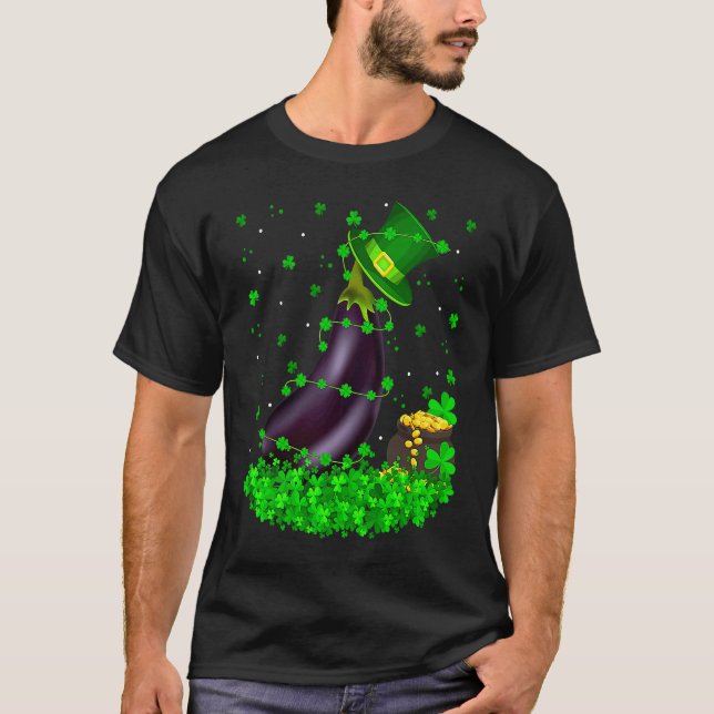 Irish Shamrock Leprechaun Eggplant St Patrick's Da T-Shirt (Vorderseite)