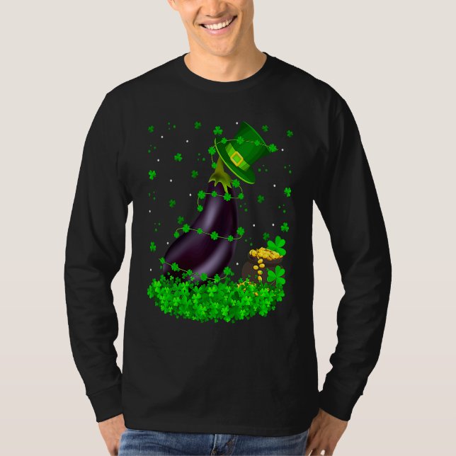 Irish Shamrock Leprechaun Eggplant St Patrick's Da T-Shirt (Vorderseite)