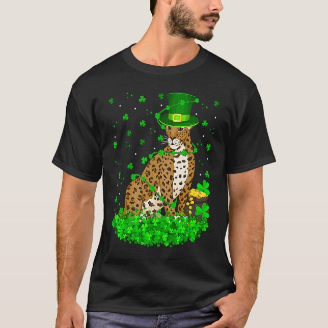 Irish Shamrock Leprechaun Jaguar St Patrick's Day T-Shirt (Vorderseite)