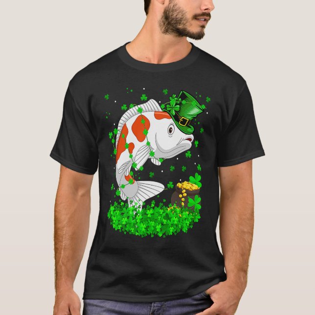 Irish Shamrock Leprechaun Koi Fish St Patrick's Da T-Shirt (Vorderseite)