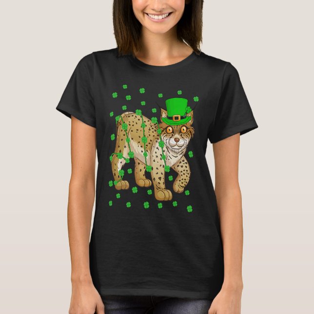 Irish Shamrock Leprechaun Lynx St Patrick's Day T-Shirt (Vorderseite)