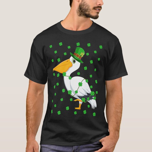 Irish Shamrock Leprechaun Pelican Bird St Patrick' T-Shirt (Vorderseite)