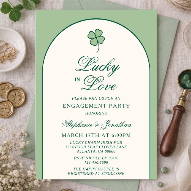 Irish Shamrock Lucky in Love Engagement Party Einladung (Von Creator hochgeladen)