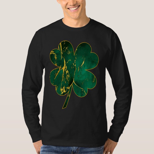 Irish Shamrock Marble Saint Patrick's Day Go Lucky T-Shirt (Vorderseite)