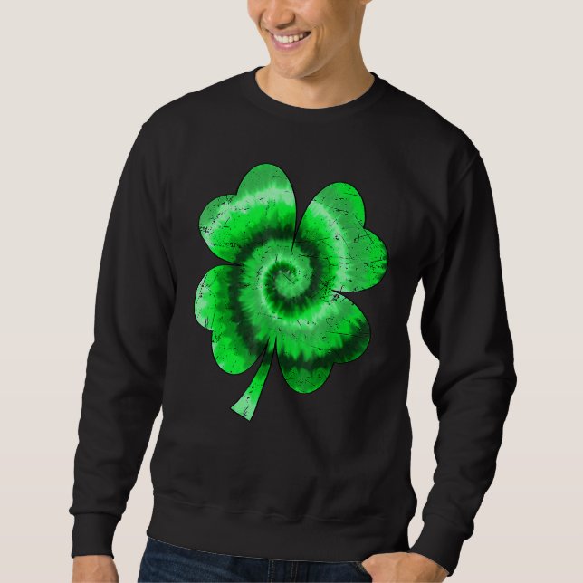 Irish Shamrock Tie Dye Happy St Patrick's Day Go L Sweatshirt (Vorderseite)