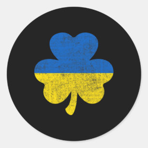 Irish Shamrock Viel Glück Ukrainer Ukraine-Flagge Runder Aufkleber