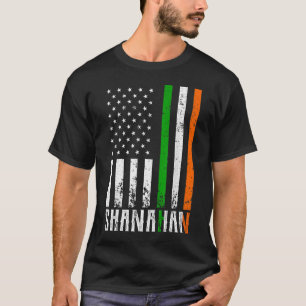 Irish SHANAHAN Family American Flag Ireland Flag T-Shirt
