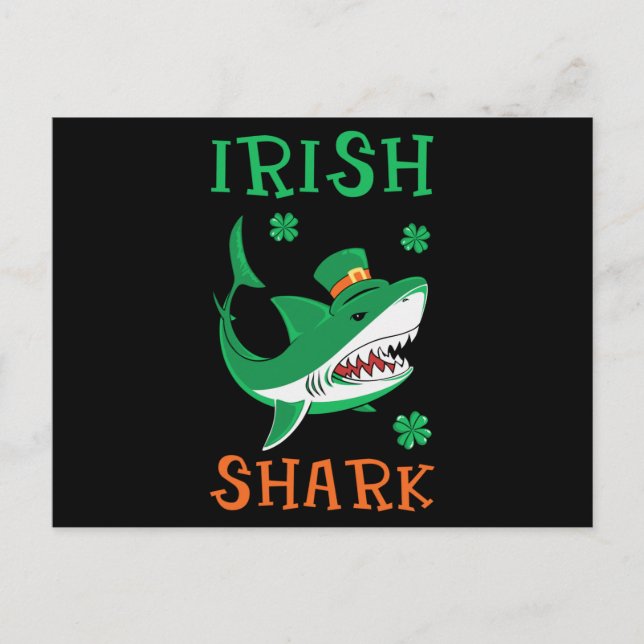 Irish Shark Kleeblatts St Patrick Day Postkarte (Vorderseite)