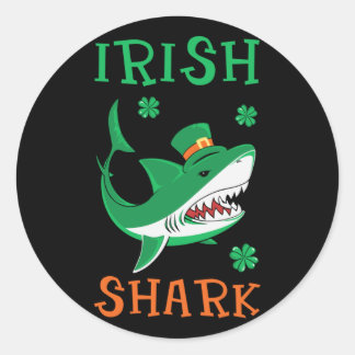 Irish Shark Kleeblatts St Patrick Day Runder Aufkleber