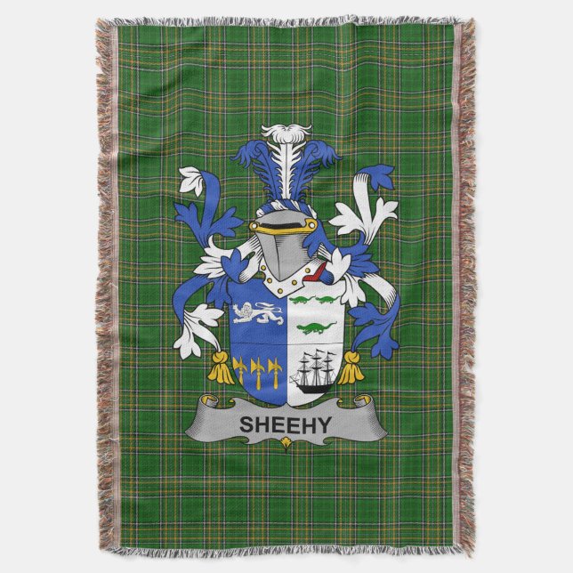 Irish Sheehy oder McSheehy Coat of Arms Family Cre Decke (Vorderseite Vertikal)