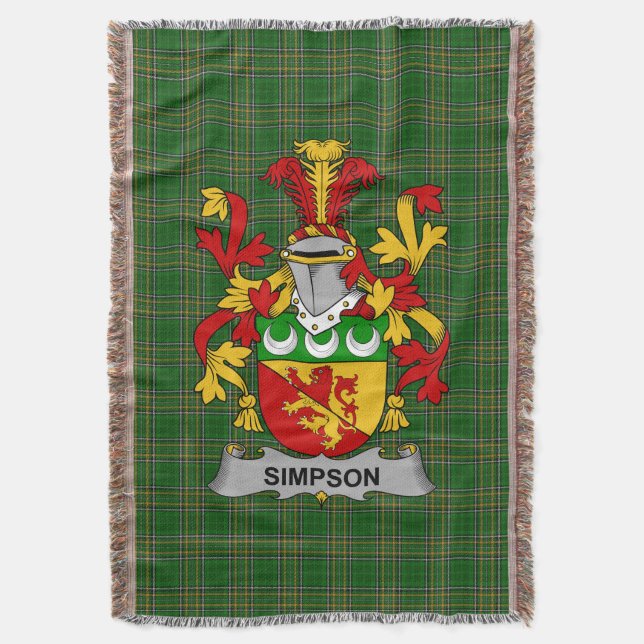 Irish Simpson Coat of Arms Familienwappen Irland Decke (Vorderseite Vertikal)