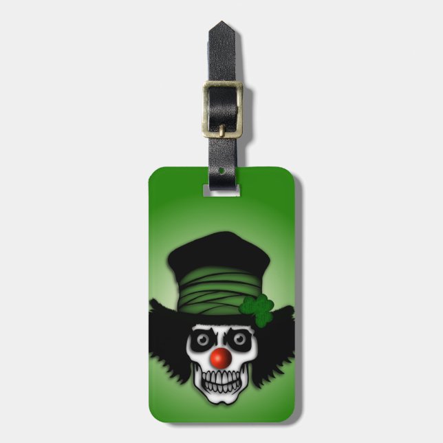 Irish Skeleton Clown Green Gepäckanhänger (Vorderseite vertikal)
