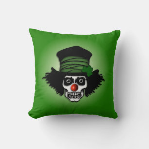 Irish Skeleton Clown Green Kissen
