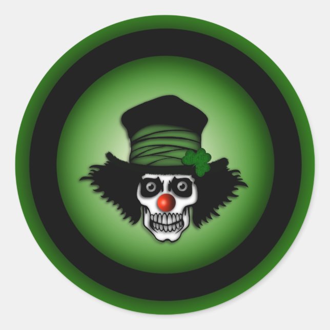 Irish Skeleton Clown Green Runder Aufkleber (Vorderseite)
