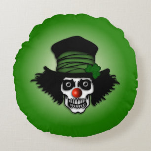 Irish Skeleton Clown Green Rundes Kissen