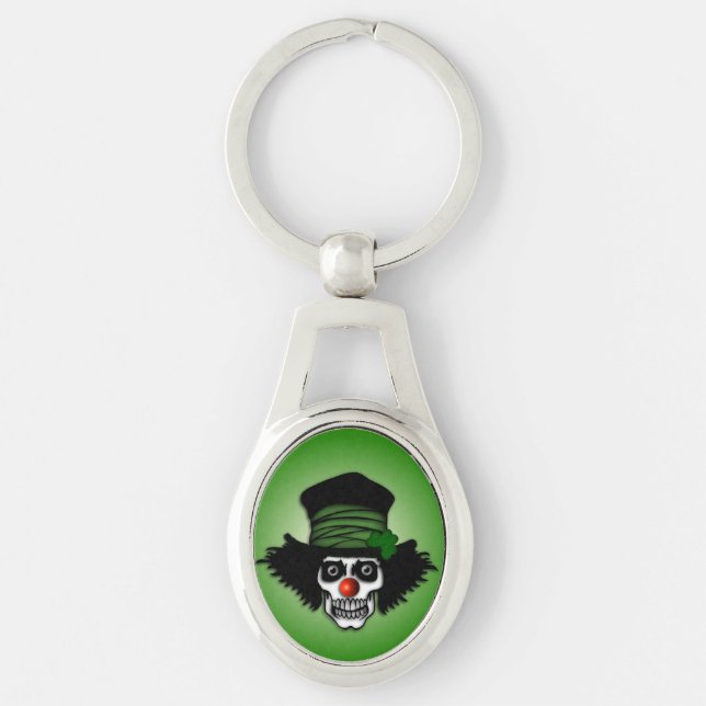 Irish Skeleton Clown Green Schlüsselanhänger (Vorderseite)