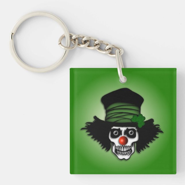 Irish Skeleton Clown Green Schlüsselanhänger (Vorderseite)