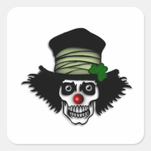 Irish Skeleton Clown Quadratischer Aufkleber