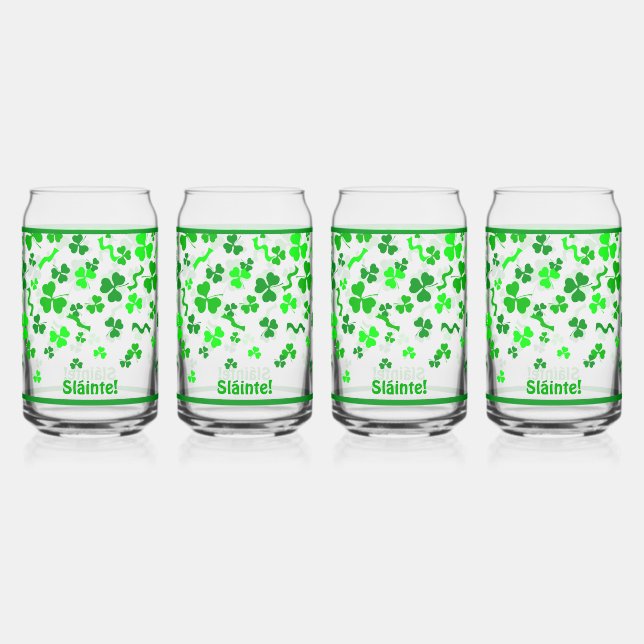 Irish Sláinte Lucky Shamrocks Design Personalized Dosenglas (Vorderseite)