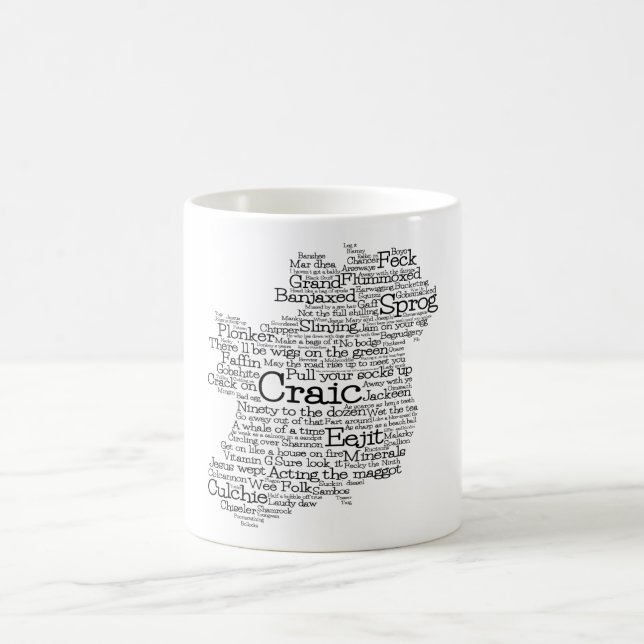 Irish Slang Word Art Map Kaffee Tasse (Mittel)