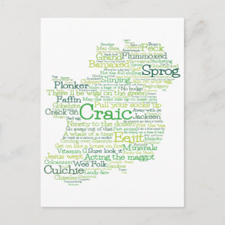 Irish Slang Word Art Map Postcard Postkarte
