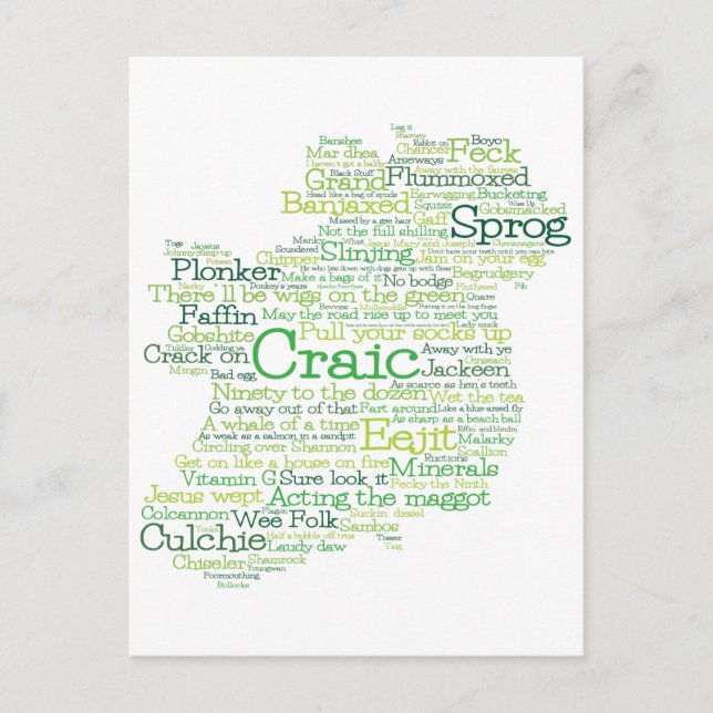 Irish Slang Word Art Map Postcard Postkarte (Vorderseite)