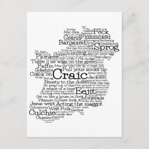 Irish Slang Word Art Map Postcard Postkarte