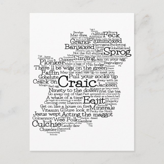 Irish Slang Word Art Map Postcard Postkarte (Vorderseite)
