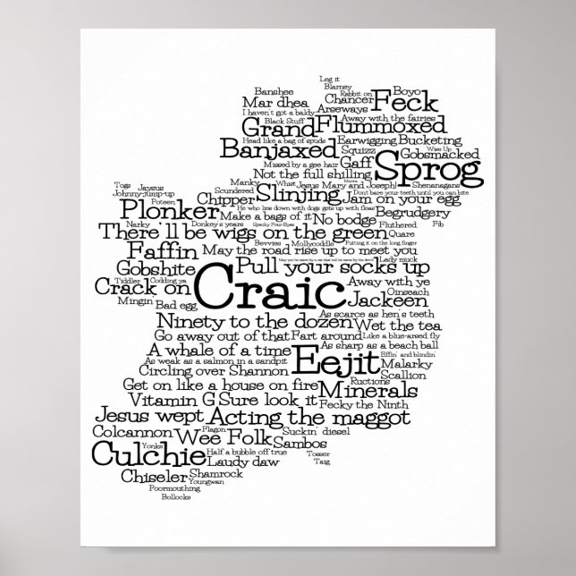 Irish Slang Word Art Map Poster (Vorne)