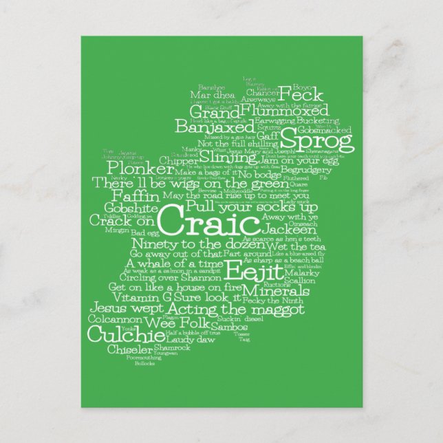 Irish Slang Word Art Map Postkarte (Vorderseite)