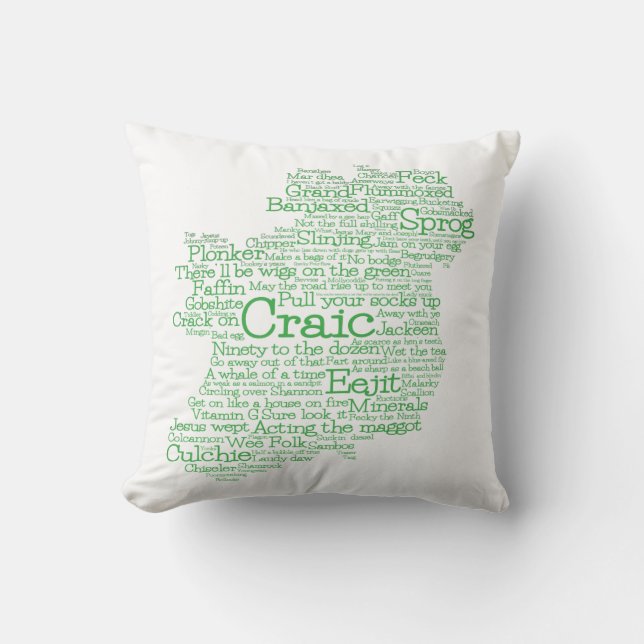 Irish Slang Word Art Map Throw Pillow Kissen (Vorderseite)