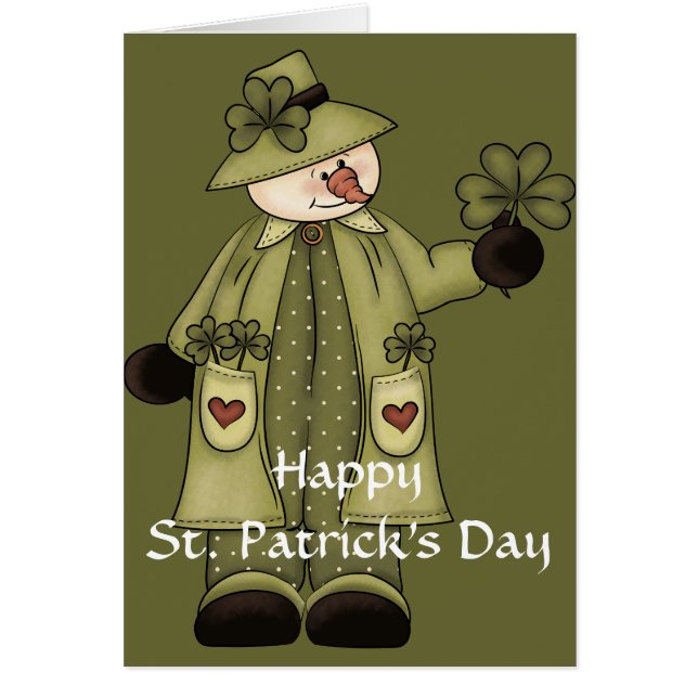 Irish Snowman d3 St. Patrick's Day Grußkarte (Vorne)