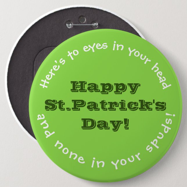 IRISH SPASS/ST. PATRICK'S DAY BUTTON/ZOLLBAR BUTTON (Vorne & Hinten)
