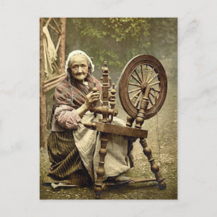 Irish Spinner and Spinning Wheel. Grafschaft Galwa Postkarte