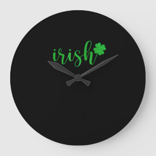 Irish St Patrick Day Men Women Saint Patricks Sham Große Wanduhr