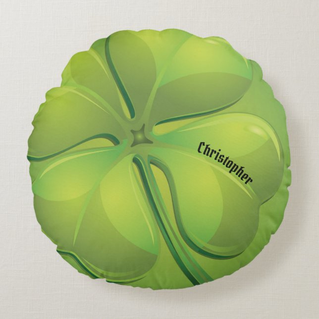 Irish St. Patrick's Day Green Kleeblatt Personaliz Rundes Kissen (Vorderseite)