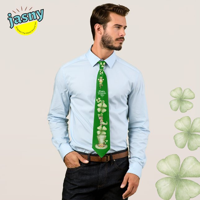 Irish St Patricks Day Kleeblatt Print Neck Tie Krawatte (Von Creator hochgeladen)