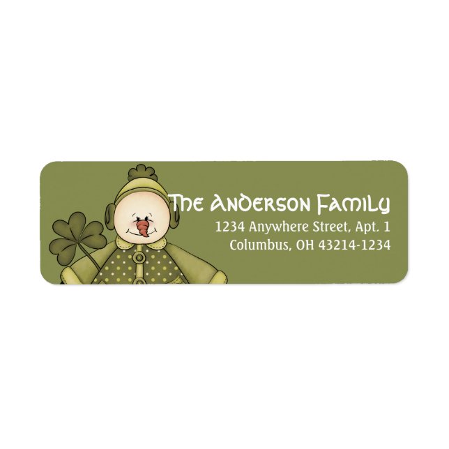 Irish St. Patrick's Day Snowman Address Labels d2 (Vorne)