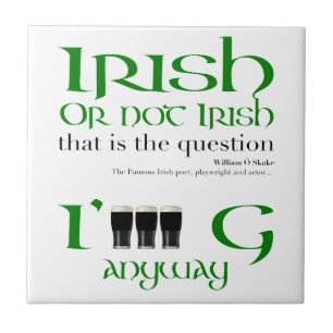 Irish St Patrick's Day White Tile Fliese