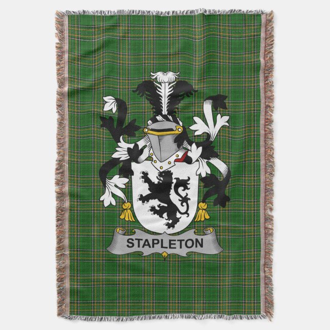Irish Stapleton Coat of Arms Familienwappen Irland Decke (Vorderseite Vertikal)