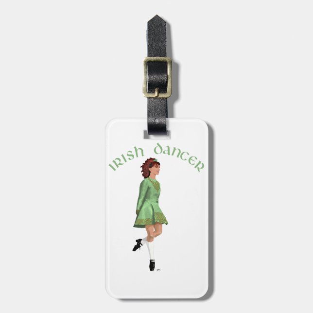Irish Step Dancer - Green Gepäckanhänger (Vorderseite vertikal)