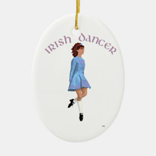 Irish Step Dancer Light Blue Keramik Ornament
