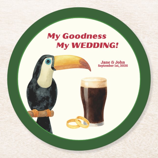 Irish Stout Hochzeitsgunst Papier Untersetzer (Vorderseite)