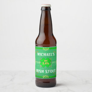 Irish Stout Rustic Green Wood Craft Homebrewing Bierflaschenetikett