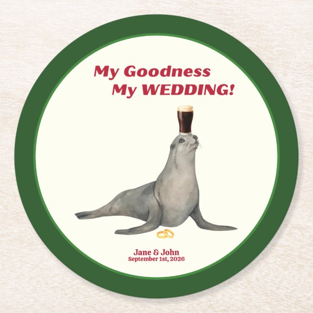 Irish Stout Wedding Favor Paper Coaster Runder Pappuntersetzer (Vorderseite)