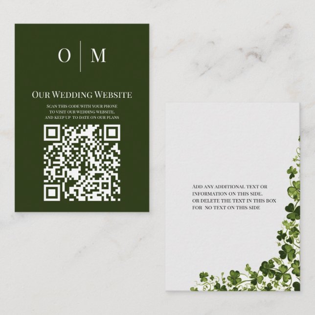 Irish Stylized Shamrock Leafy Folia QR Code  Begleitkarte (Vorne/Hinten)