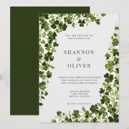Irish Stylized Shamrock Leafy Foliage Einladung