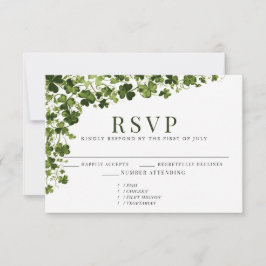 Irish Stylized Shamrock Leafy Foliage RSVP Karte